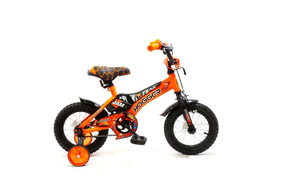 Велосипед 12 HOGGER JAM рама сталь с пластиковым покрытием вилка сталь ручной и ножной тормоз доп. колеса оранжевый