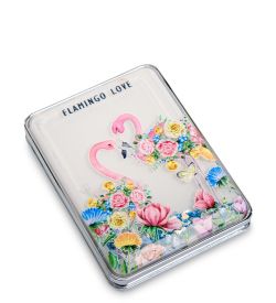 WW-111 Зеркало прямоугольное с плавающими блестками «Розовый фламинго» в асс.