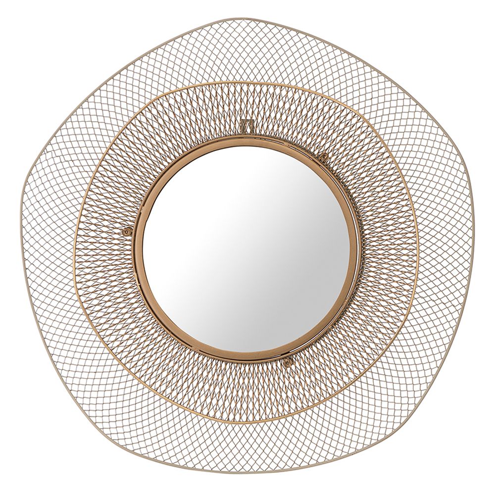 Зеркало настенное Vinger, Ø79 см, бежевое/золотое