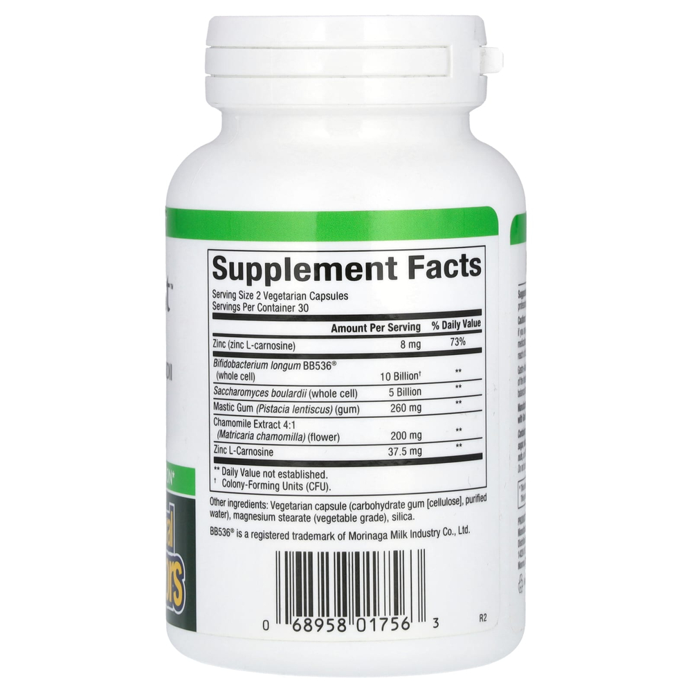 Natural Factors, Gastro-Assist™ с мастиковой смолой, сахаромицетами буларди и цинк-L-карнозином, пищевая добавка, 60 вегетарианских капсул