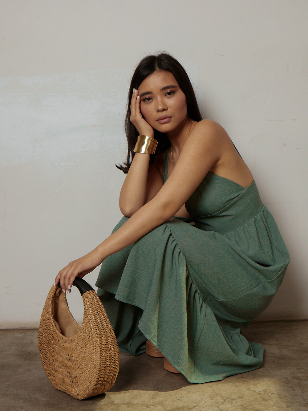 Сарафан льняной с воланом