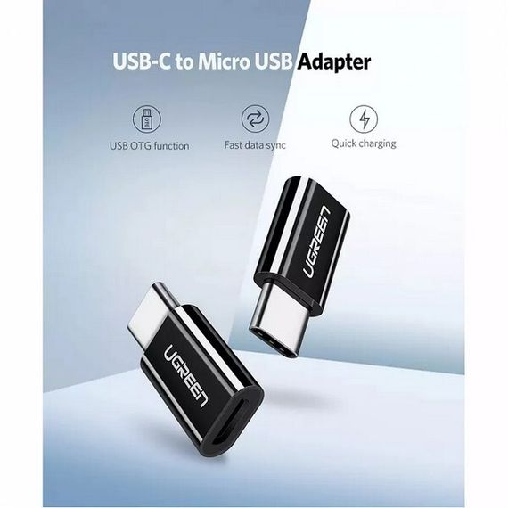 Адаптер Ugreen US157 USB-C to Micro USB Adapter (30391) черный