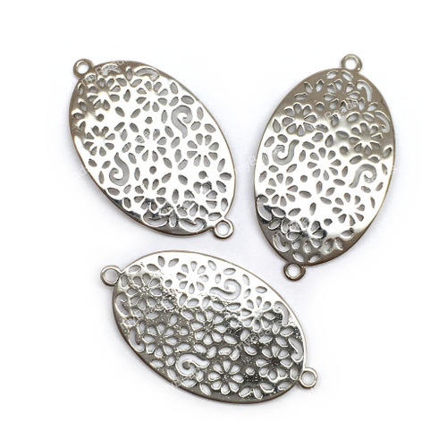 Коннектор "Плоский узор" 25х14 мм, родий