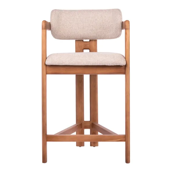 Полубарный стул Oberon 71 см, бежевая рогожка, ножки орех