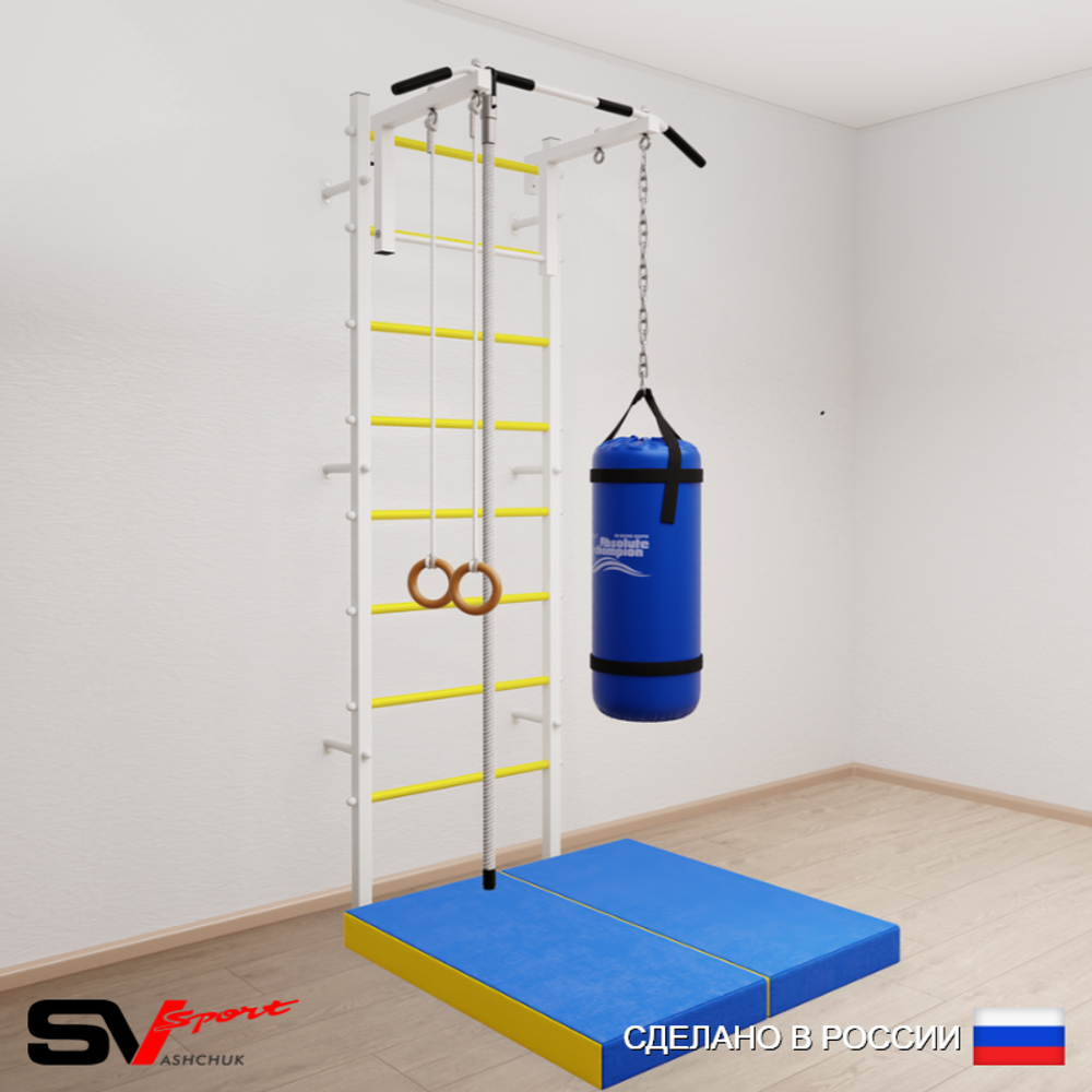 Шведская стенка Sv Sport 5137 (Турник стандарт/Канат/Кольца/Цепь/Мешок 30кг/Мат 1м)