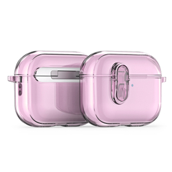 Чехол прозрачный розовый для наушников AirPods Pro 3, серия PECL Series от Dux Ducis, в комплекте с карабином