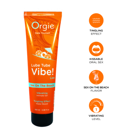 Съедобный лубрикант с эффектом вибрации Orgie Lube Tube Vibe Low со вкусом Секс на пляже, 100 мл