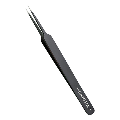 Пинцет прямой А Enigma (Black, черный) с ручной заточкой extra-sharp
