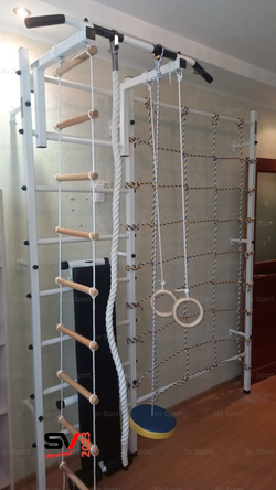 Монтаж шведской стенки Sv Sport с канатным лазом в пеноблочные, газоблочные стены