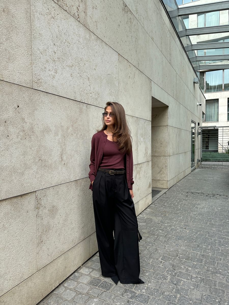 Кардиган из вискозы с шерстью бордовый