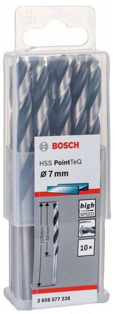 Сверло по металлу BOSCH HSS PointTeQ 7х109 мм набор 10 свёрл