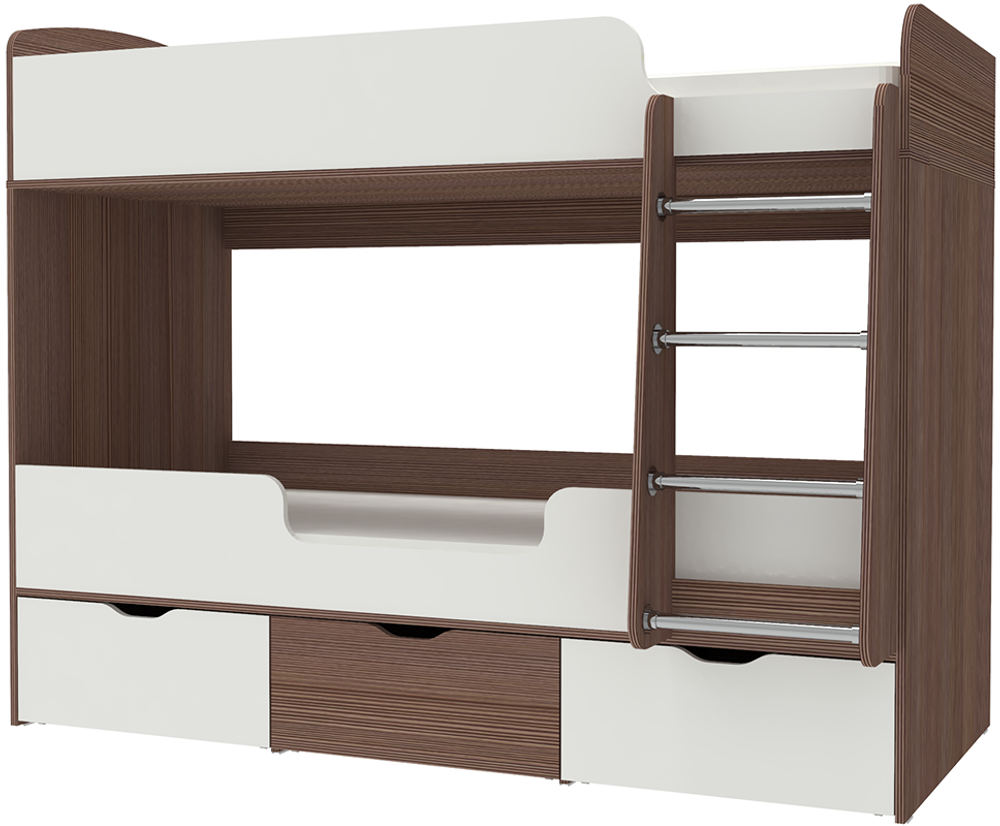Кровать двухъярусная КарИВи Малыш Двойняшка 80х180 Бодего Темный Белый