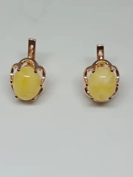 Серьги бижутерные с янтарем