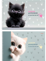 Альбом для рисования А4 20 листов "Милые котики-3" на гребне, 2 дизайна (Проф-Пресс)