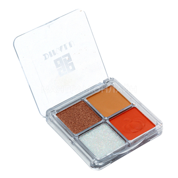 Тени для век Dikalu (оранжевый, коричневый, коричневый с блеском, белый шиммер) 4 цв. 7 г