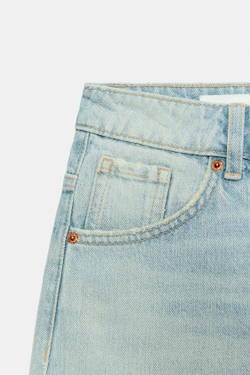 ZARA ДЖИНСОВЫЕ ШОРТЫ BAGGY TRF СО СРЕДНЕЙ ПОСАДКОЙ, ГОЛУБОЙ