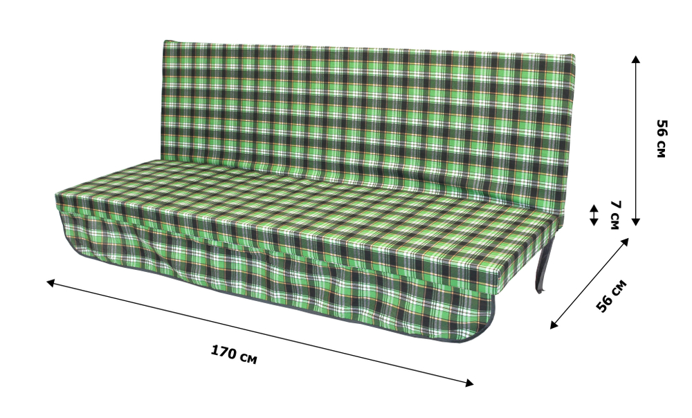 Мягкий элемент 1700х560х70 поликоттон М101-МТ010 арт.Люкс,Люкс2,Комфорт,Триумф,Орбита,Ямайка,Майами (цвет ткани . рис.зеленая клетка "Garden story"