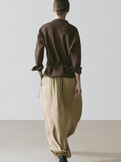 Massimo Dutti Рубашка с воротником-стойкой из 100% льна, коричневый