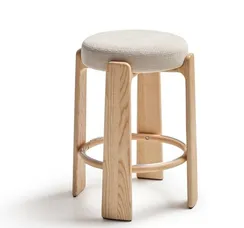 Полубарный табурет Granite 65 см, бежевый шенилл, массив ясеня в натуральном цвете