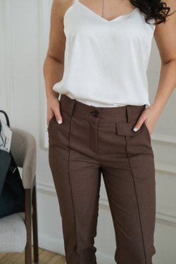 Брюки коричневые зауженные из вискозы