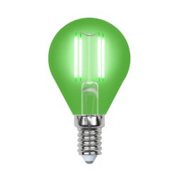 LED-G45-5W-GREEN-E14 GLA02GR Лампа светодиодная. Форма шар. Серия Air color. Зеленый свет. Картон. ТМ Uniel