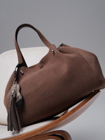 Замшевая сумка Vasilisa DBR 31210 серо-коричневый/велюр