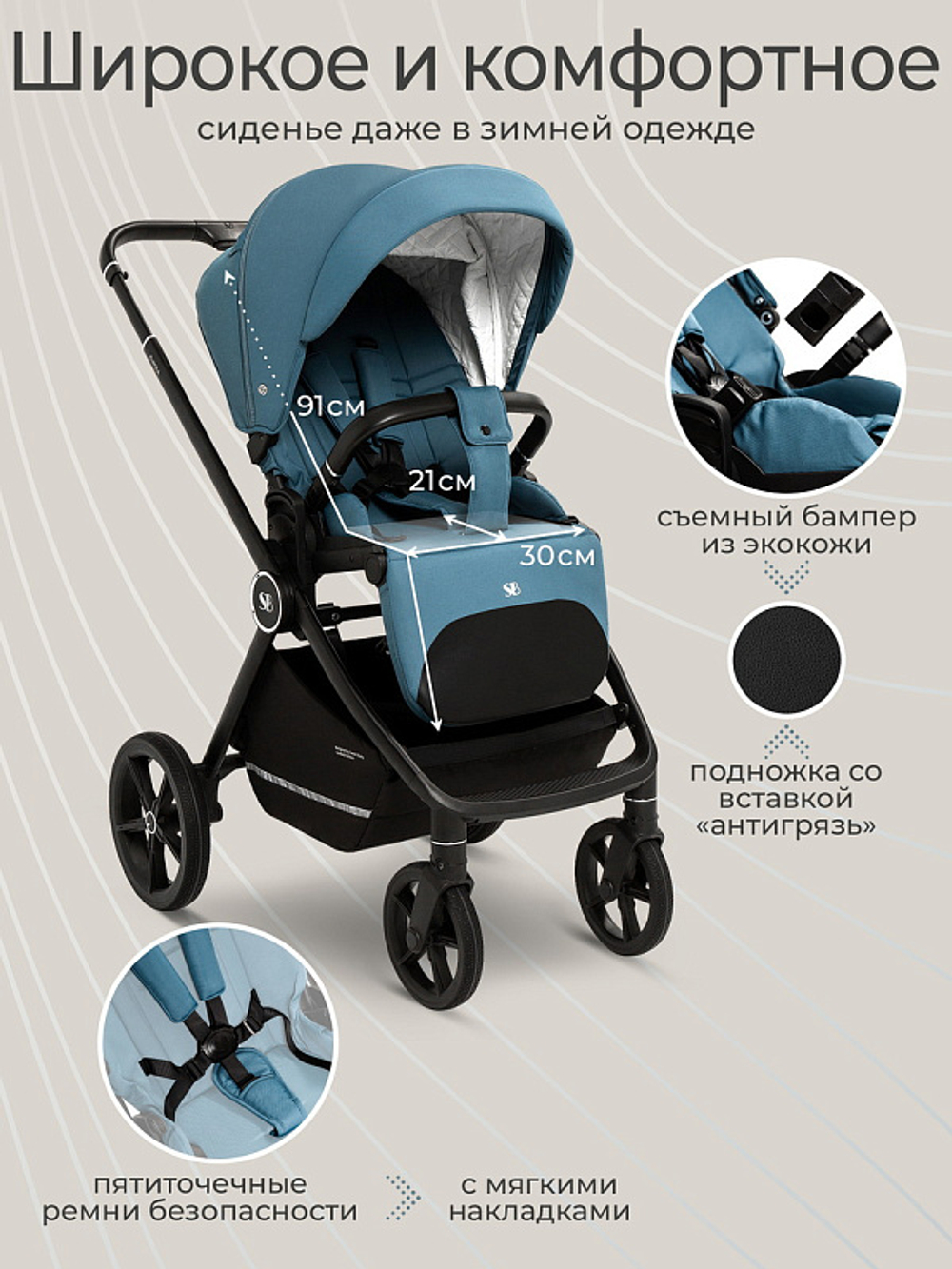 Прогулочная коляска Sweet Baby Cupola New Ocean Green