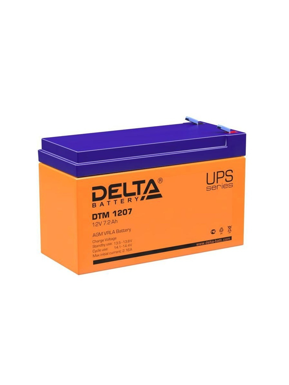 Аккумулятор UPS 12В 7.2А.ч DTM 1207 Delta 4614010050004