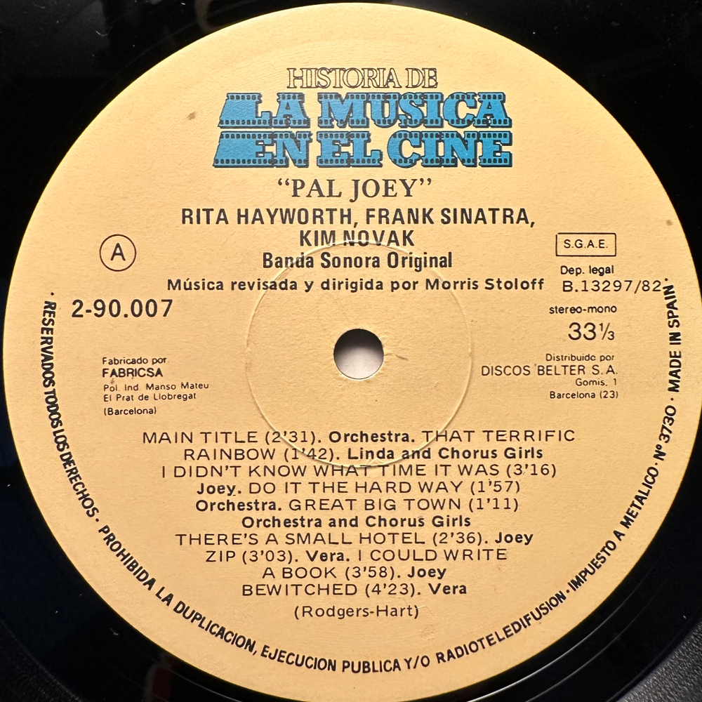 Frank Sinatra, Rita Hayworth, Kim Novak - Pal Joey (Испания 1982г.)