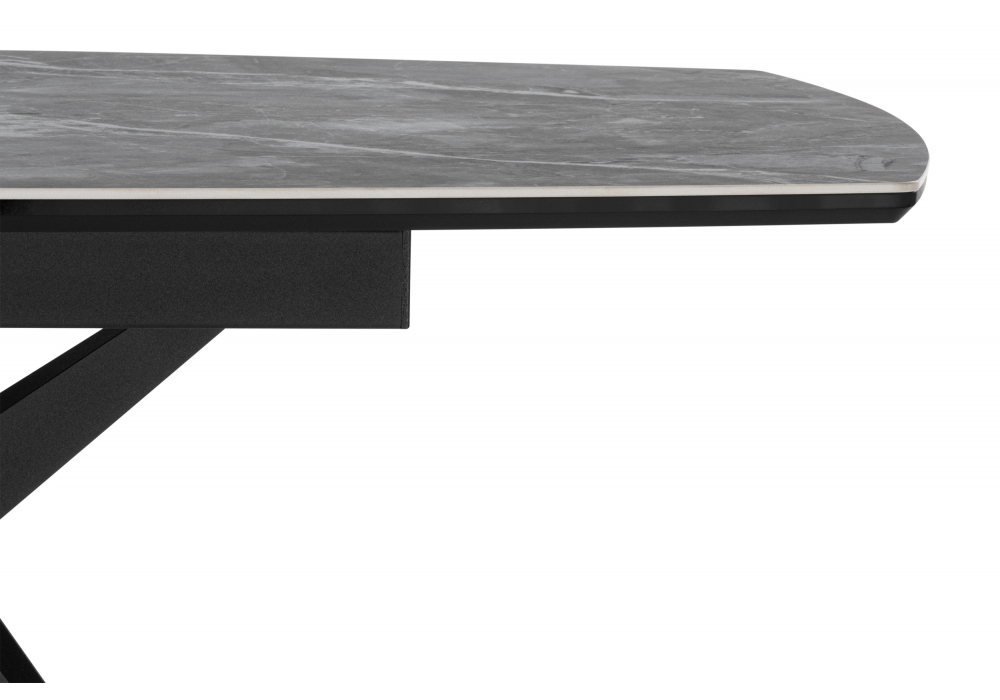 Керамический стол Woodville Риполь 140(180)х80 larka grey, черный