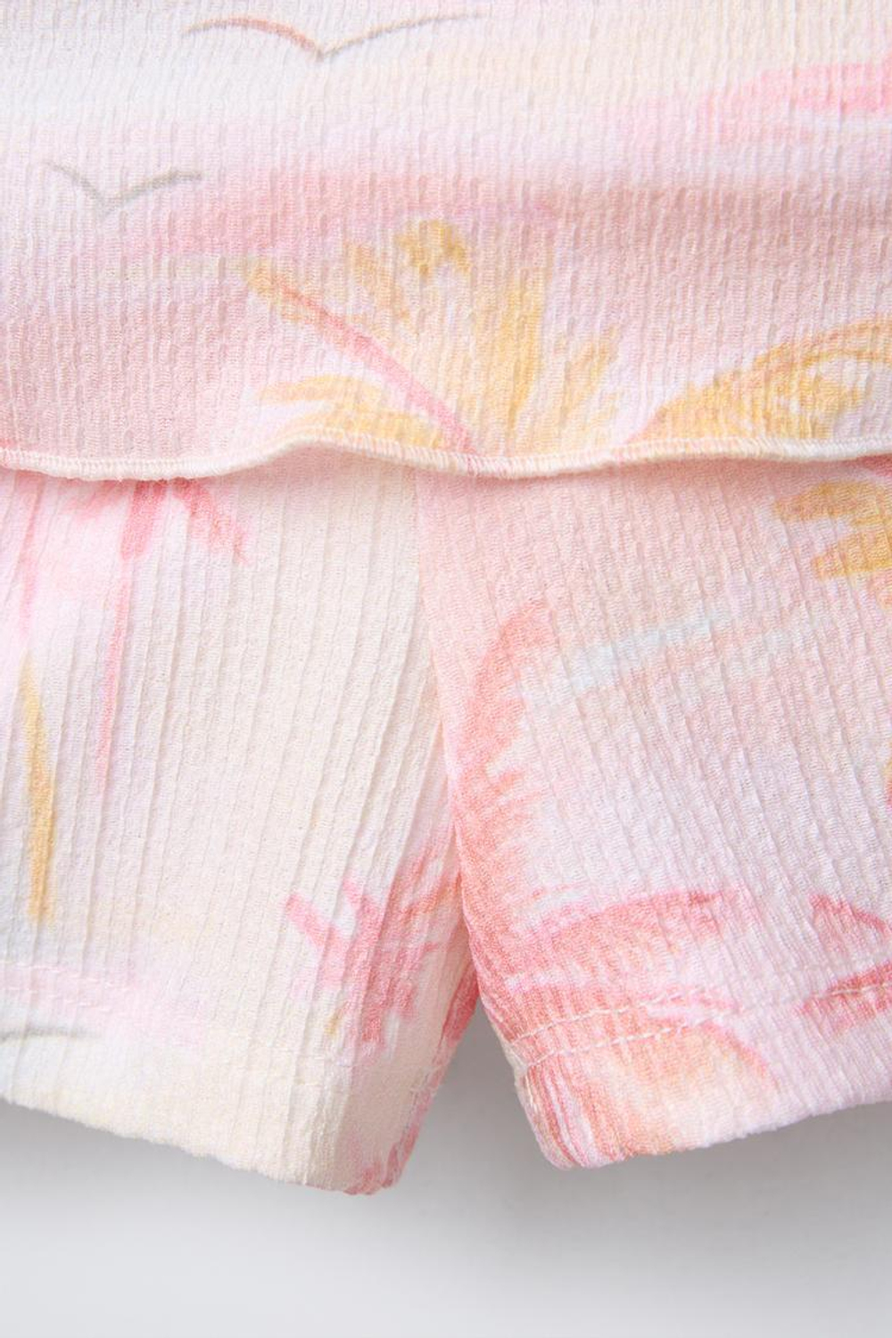 ZARA ЮБКА-ШОРТЫ С РЕЛЬЕФНЫМ УЗОРОМ «ПАЛЬМЫ», РОЗОВЫЙ