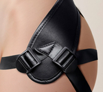 Кожаный пояс харнесс премиум класса WOMAN LONG(S) с 3 насадками (Цвет: телесный с черным)