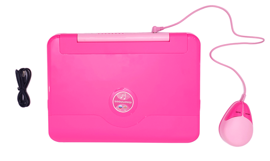 Детский обучающий ноутбук русско-английский (35 функций) с мышкой ( розовый )