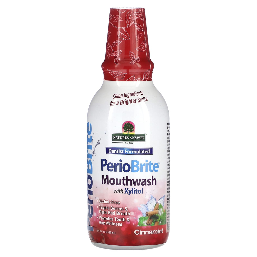 Nature's Answer, PerioBrite, ополаскиватель для рта с ксилитолом, корица и мята, 480 мл (16 жидк. унций)