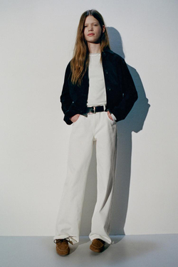 ZARA КУРТКА ИЗ 100% КОЖИ, ЧЕРНЫЙ