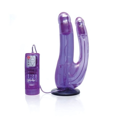 Страпон для двойного проникновения Crotchless Vibrating Double Penetrator (Цвет: фиолетовый с черным)