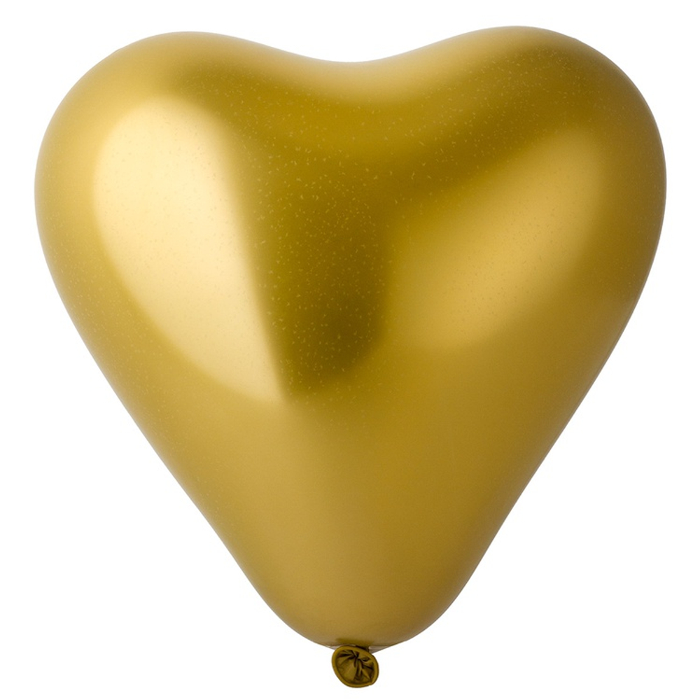 Шар латексный Сердце Хром 30 см (Золотой)