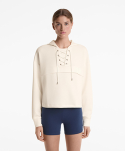 Oysho Толстовка мягкая на ощупь с перекрещивающимися шнурками и модалом, бежевый