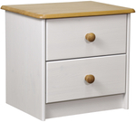 Dipriz Тумба прикроватная Хаба из сосны, 2 ящика, белый/антик