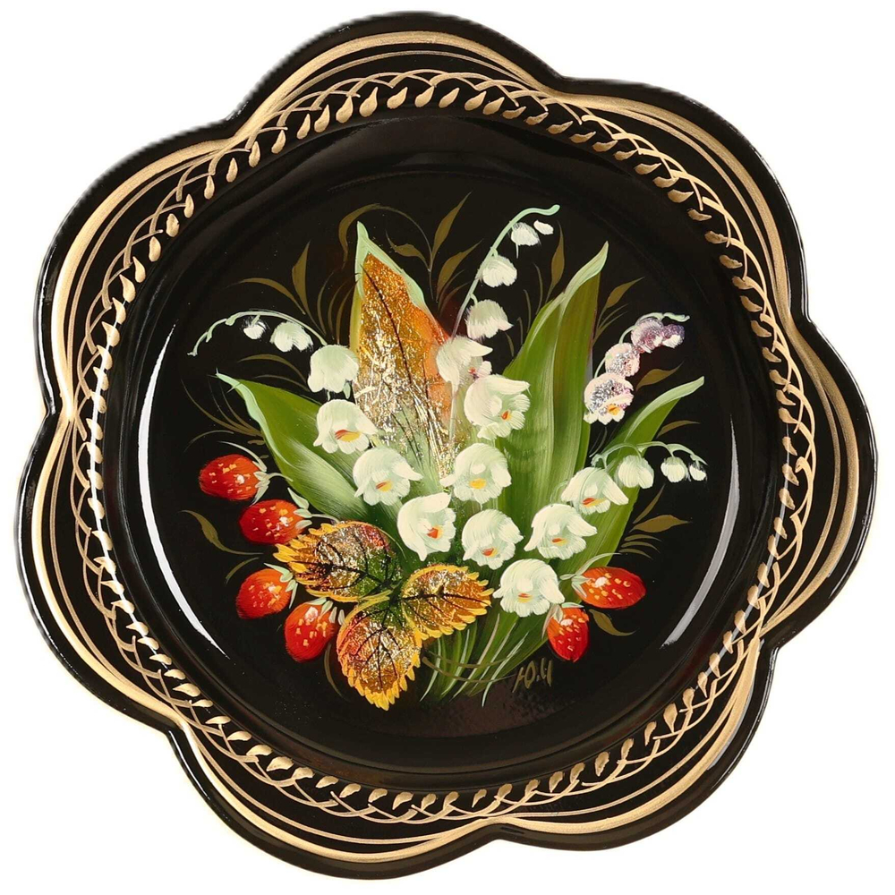 Жостовский поднос декоративный, размер 18 см (A1), металлический