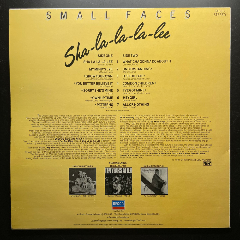 Small Faces ‎– Sha-La-La-La-Lee (Скандинавия 1981г.)