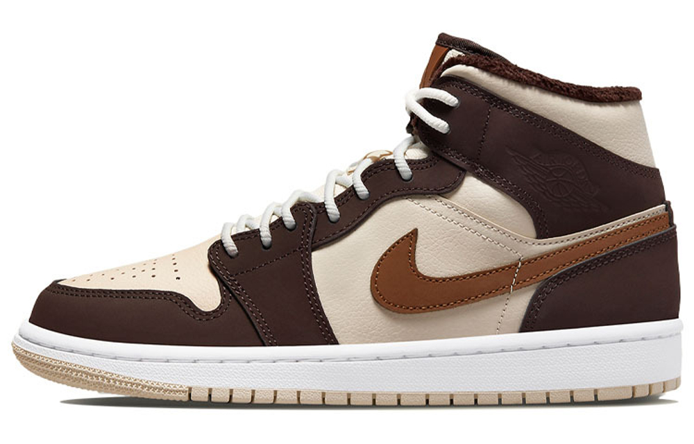 Кроссовки Jordan Air Jordan 1 Mid Se "Cream Dark Chocolate" (Женская размерная сетка)