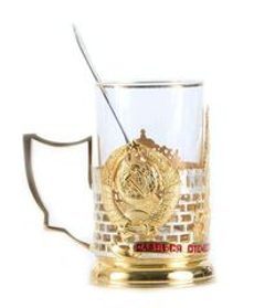 Подстаканник Славься Отечество с позолотой