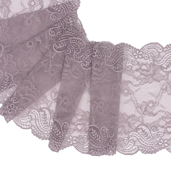 Кружево эластичное лавандово-серое темное 22 см, Китай