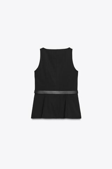 ZARA ЖИЛЕТ С РЕМНЕМ, ЧЕРНЫЙ