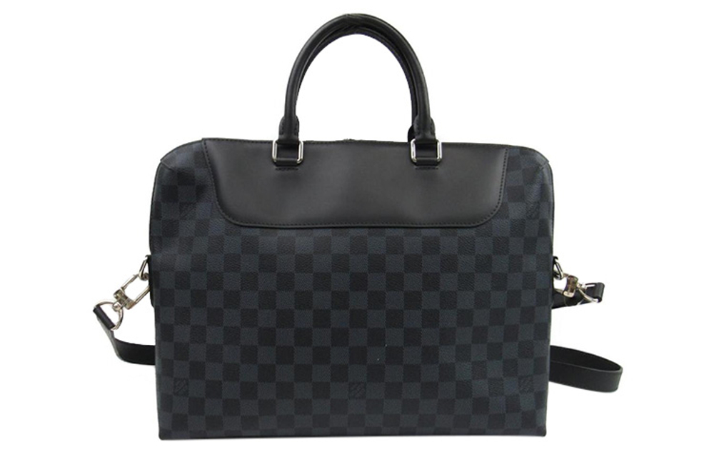 LOUIS VUITTON Canvas With Leather Handbag, Shoulder Bag, Crossbody Bag, Briefcase Men"s Gray Black