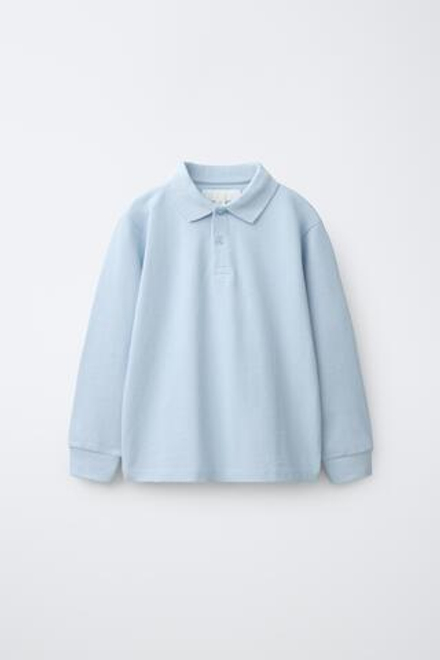 ZARA ОДНОТОННОЕ ПОЛО, ПАСТЕЛЬНО-СИНИЙ