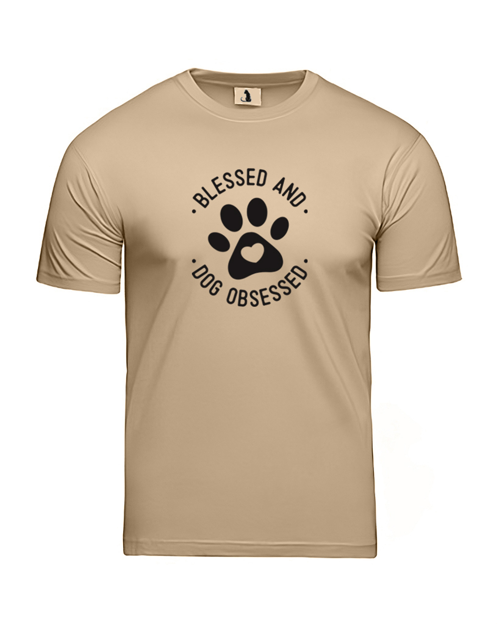 Футболка Blessed and dog obsessed unisex бежевая с черным рисунком