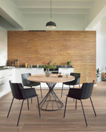 Круглый стол из меламина Niut Ø 120 см с натуральной отделкой и стальными черными ножками