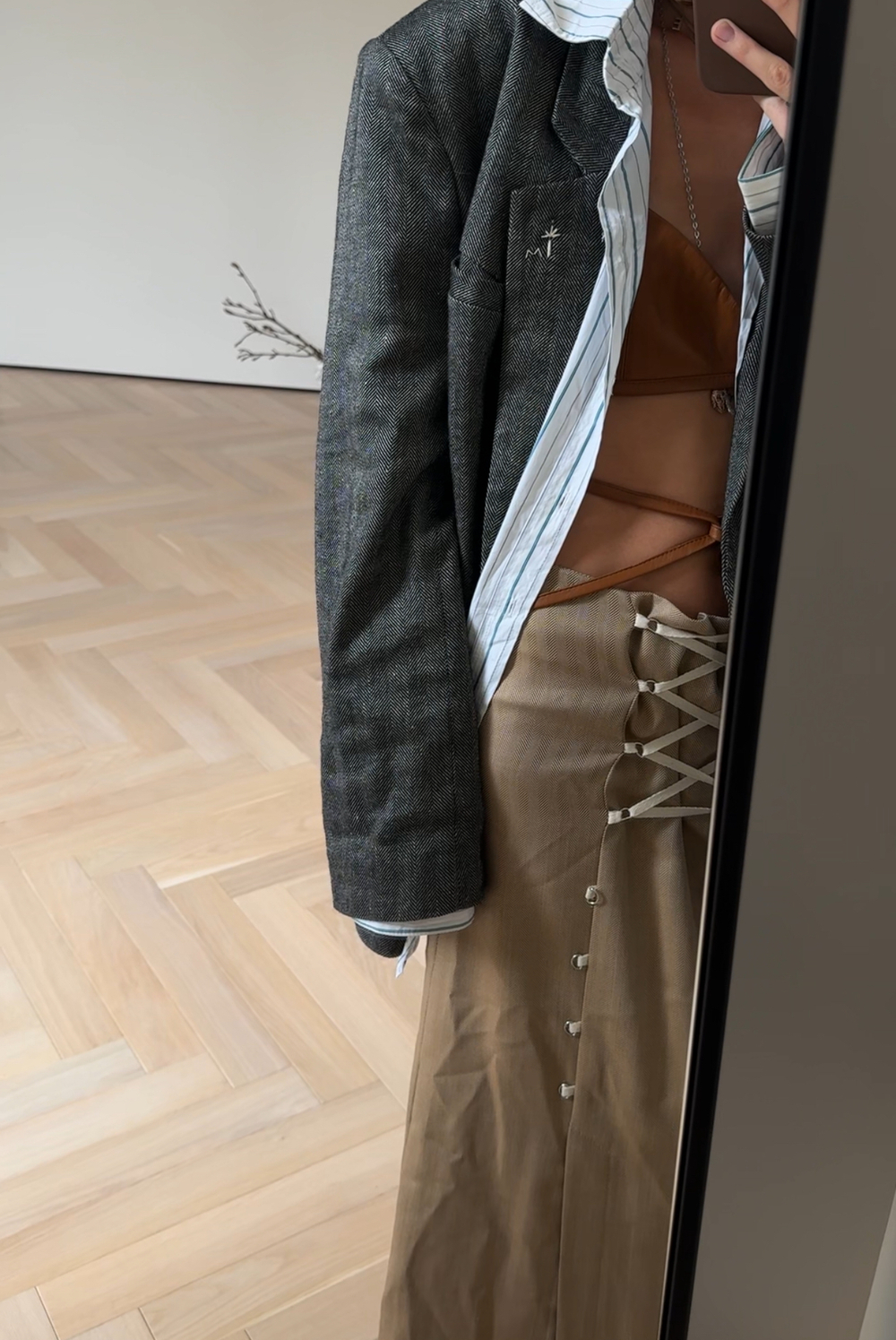 Юбка на шнуровке из шерсти